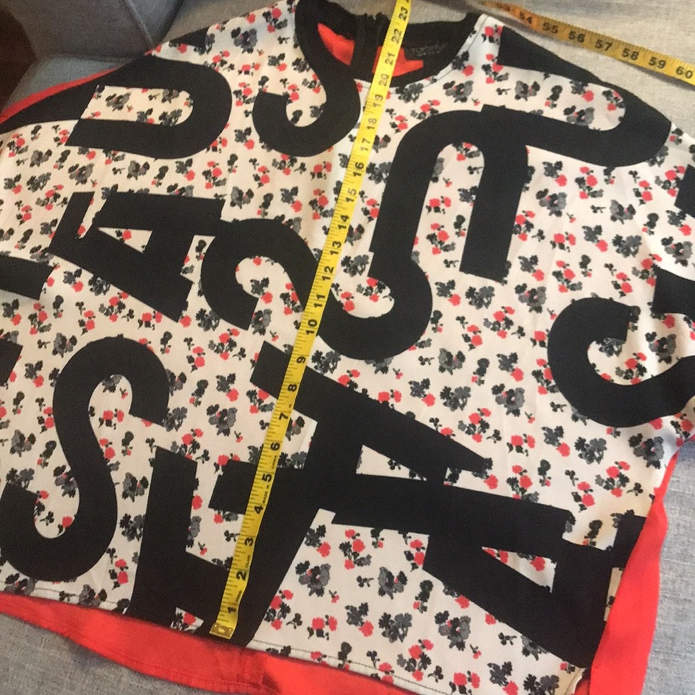 TOPSHOP Floral Graphic Graffiti Style Blouse - Picture 5 of 8